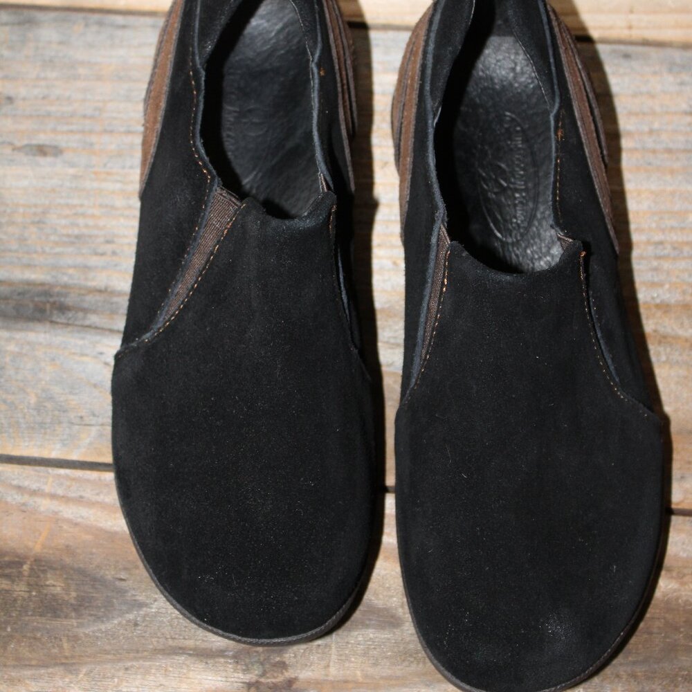 SALE Peace Mocs "Denise Wide" 7 Wide Black & Brown Cushioned Slipon New - Picture 2 of 13